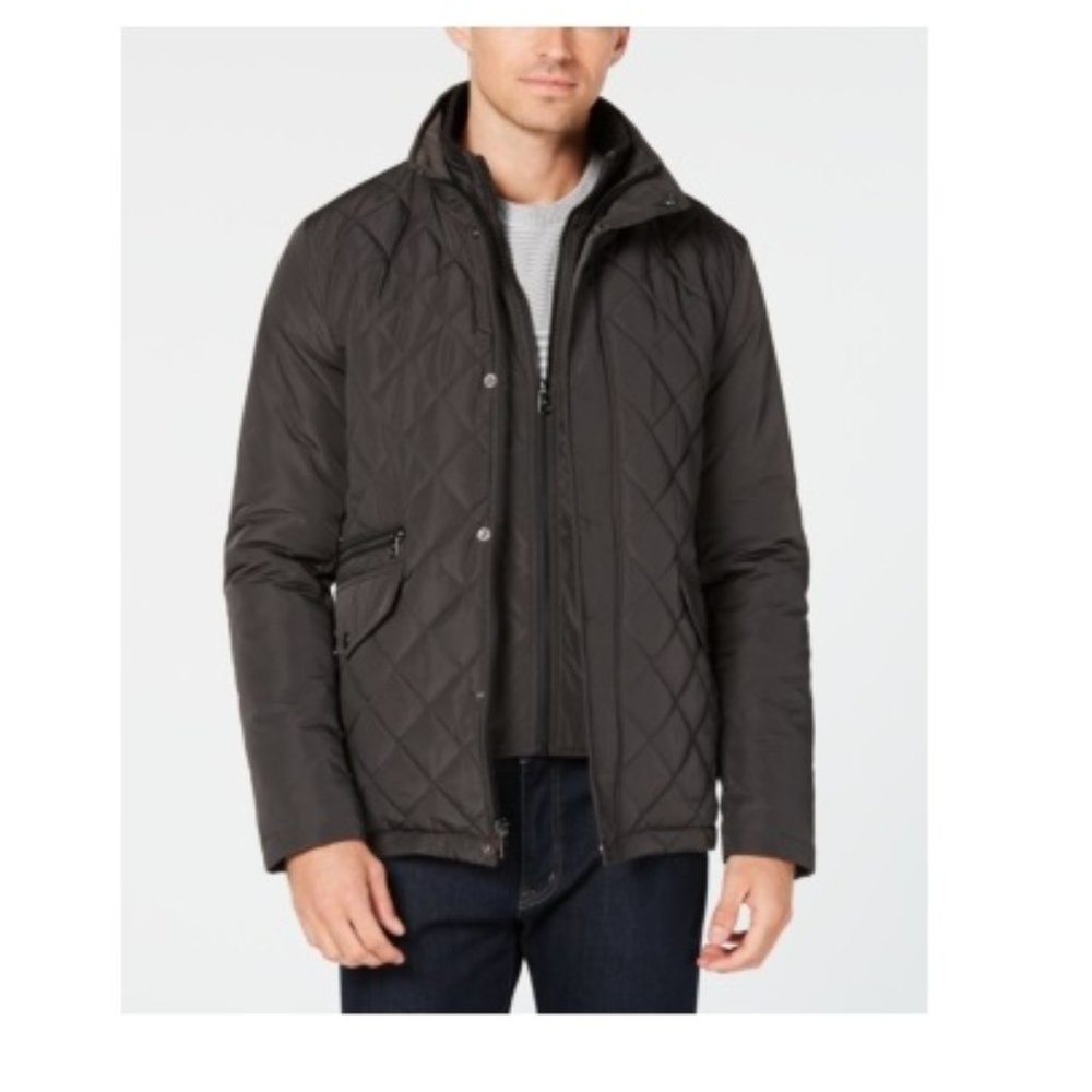 NWT Calvin Klein Men's Quilted Overcoat Size XXL Black Winter $250 P0004